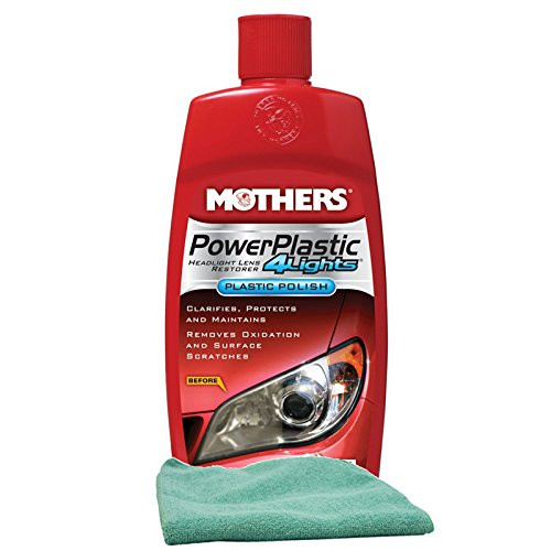 Mothers PowerPlastic 4Lights Plastic Polish  8oz.  Bundles with a Microfiber Cloth  2 Items