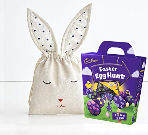Cadbury Mini Eggs Easter Egg Hunt Pack 176g with Hand Embroidered Bunny Bag