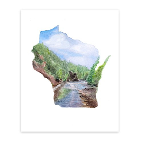 Wisconsin ANY state watercolor art print