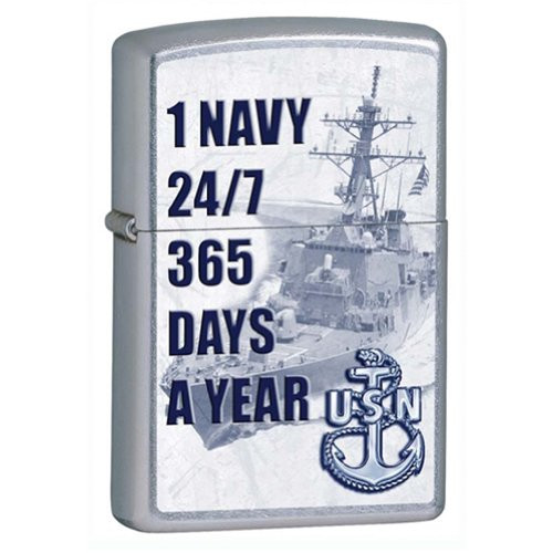 Zippo Pocket Lighter Navy 365 Days a Year Windproof Lighter Street Chrome