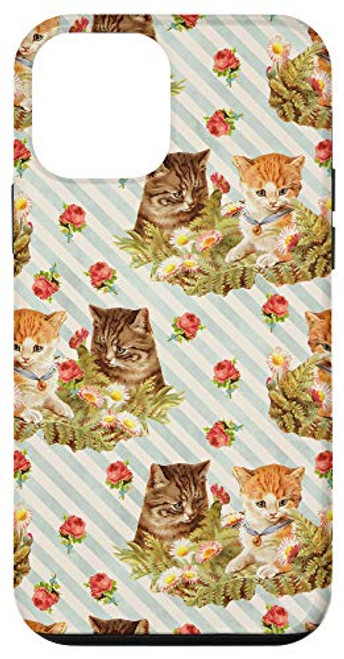 iPhone 12 mini Cottagecore Cats   Flower Garden Vintage Kitten Pattern Case