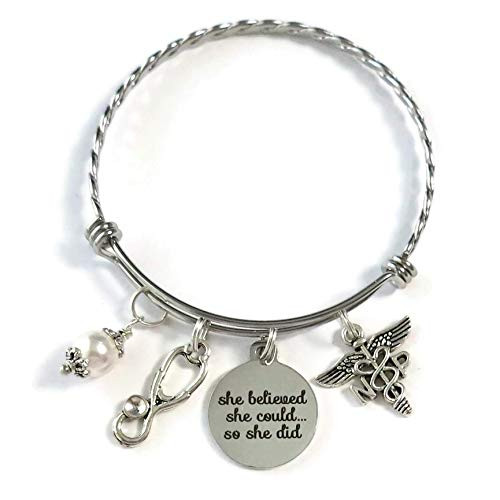NP Nurse Gifts NP Graduate Gifts She Believed She Could So She Did Nurse Practitioner NP Graduation Gift Nurse Practitioner Graduate Bracelet Gifts For Nurses