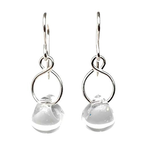 Mini Gray Glass Drop Earrings Sterling Silver