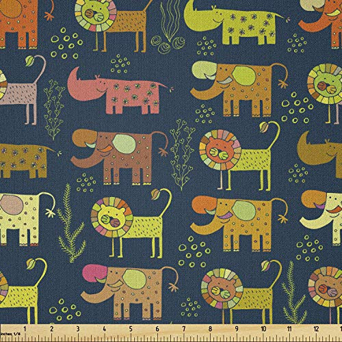 Ambesonne Wildlife Fabric by The Yard Illustration of Whimsical Animals and Plants in Various Colors Microfiber Fabric for Arts and Crafts Textiles and Decor Multicolor Ambesonne Wildlife Fabric by The Yard Illustration of Whimsical Animals and Plants in Various Colors Microfiber Fabric for Arts and Crafts Textiles and Decor Multicolor