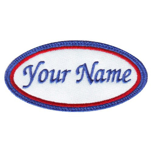 Oval Custom Embroidered Name Tag Sew On Patch  B