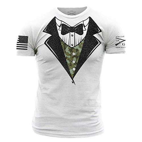 Grunt Style Camo Tux Mens T-Shirt Color White Size Medium