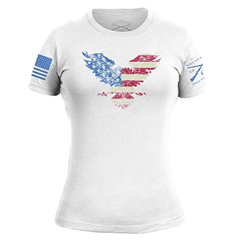 Grunt Style Freedom Eagle Womens T-Shirt Color White Size Medium