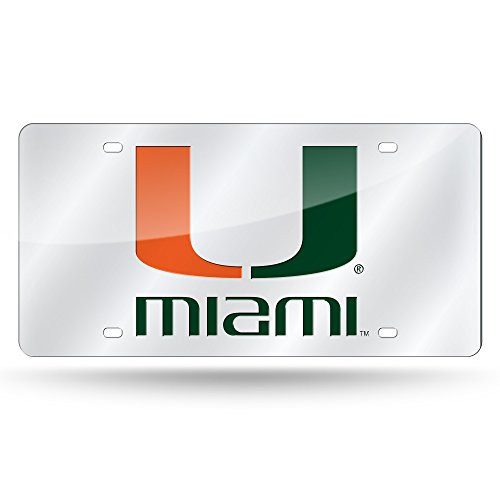 NCAA Rico Industries Laser Inlaid Metal License Plate Tag Miami HeatTeam Color6 x 12-inches