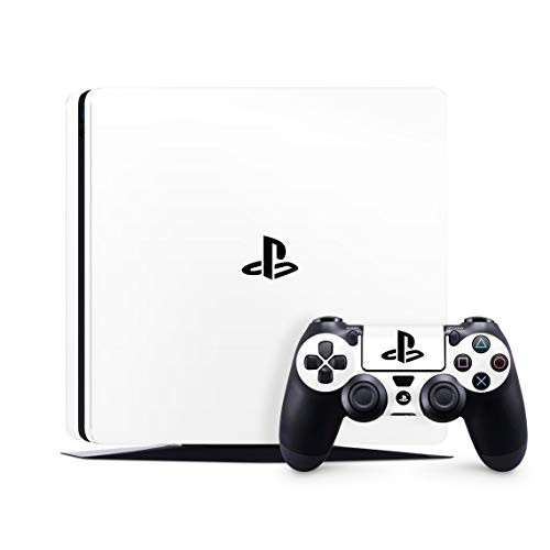 PS4 Slim Skins Console and Controller by ZOOMHITSKINS Same Decal Quality for Cars Plain Color Black Symbol White Undecorated Simple Fit PS4 Slim Made in USA
