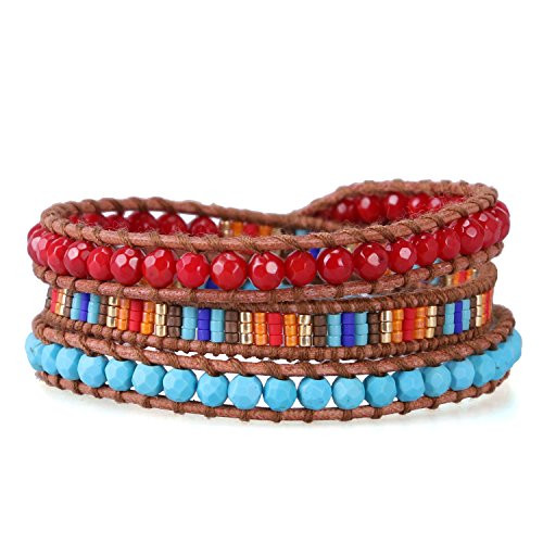 KELITCH Charm Bracelet Leather Bangle Cuff Handmade Adjustable Braided Fashion Jewelry New Gift for Women