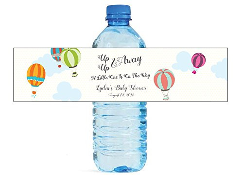 Up Up and Away Hot Air Balloon Water Bottle Labels Baby Shower