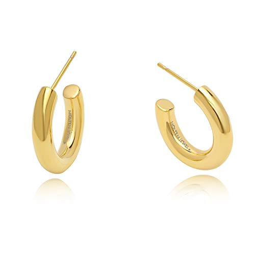 14k Gold Plated Mini Hoop Earrings   Huggie Gold Hoops   Thick Gold Hoop Earrings   Gold Hoop Earrings for Women  1