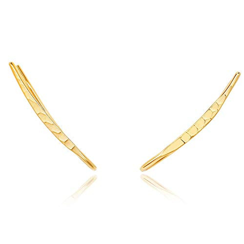 14k Plated Gold Ear Crawler   Hammered Gold Earring   Climbing Earrings   Curved Ear Clip   Ear Climber Earrings   Earring Cuff   Ear Jacket