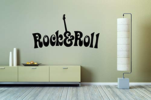 Wall Vinyl Sticker Rock And Roll Guitar Phrase Music Sound Band Car Mural Decal Art Decor LP3095 Wall Vinyl Sticker Rock And Roll Guitar Phrase Music Sound Band Car Mural Decal Art Decor LP3095