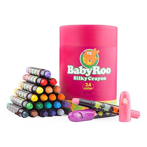 Jar Melo Silky Crayons-24 Colors Washable Rotating Non-Toxic 3 In 1 Effect(Crayon-Pastel-Watercolor); Coloring Gift for Kids; Art Tools; Twistable Slick Crayons; Big Size; Jumbo