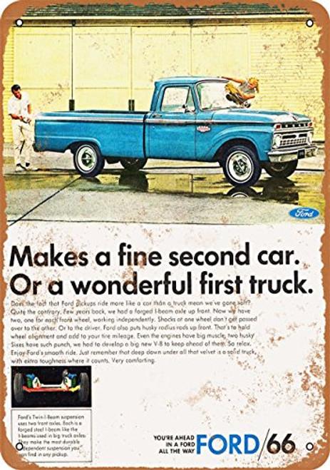 Wall-Color 7 x 10 Metal Sign - 1966 Ford Pickup Trucks - Vintage Look