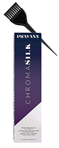 Pravana Chromasilk Permanent Creme Hair Color with Silk  and  Keratin Proteins 3 oz   90 ml  w  Sleek Brush  Chroma Silk Cream Haircolor Dye  8.22 Nacre Light Deep Blonde