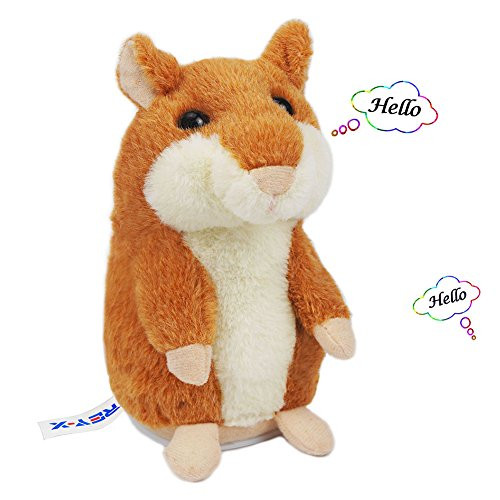 REY-X Talking Hamster Repeats What You Say Electronic Hamster Mimicry Pet Plush Interactive Toys for Children and Birthday Present (Brown)