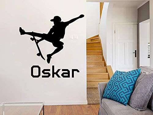 Skateboarder Wall Decal. Personalized Skateboarder Skate Wall Stickers. Boys Name Skateboarder Wall Decal. Boy Name Wall Art. Teens Boys Bedroom Decal C737