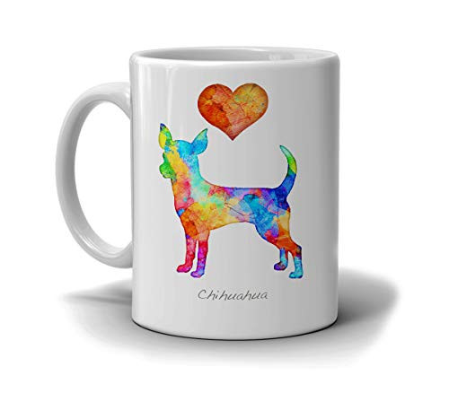 Chihuahua Dog Breed Mug by Artist Dan Morris Personalize with Dog Name Two Sizes