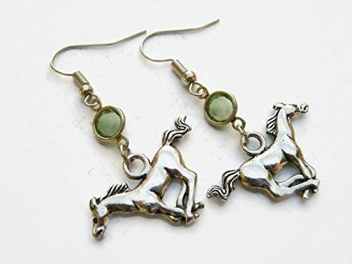 Galloping Horse Birthstone Earrings Personalized Mustang Earrings Animal Earrings Farm Country Earrings Galloping Horse Birthstone Earrings Personalized Mustang Earrings Animal Earrings Farm Country Earrings