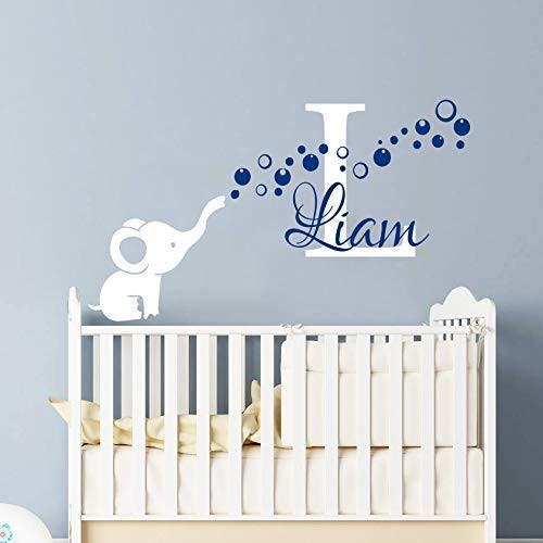 Elephant Wall Decal For Nursery Boy. Baby Boy Monogram Elephant Name Nursery Wall Decor Personalized Custom Name Vinyl Wall Art Decal Sticker. Boys Name Nursery Decor vs37