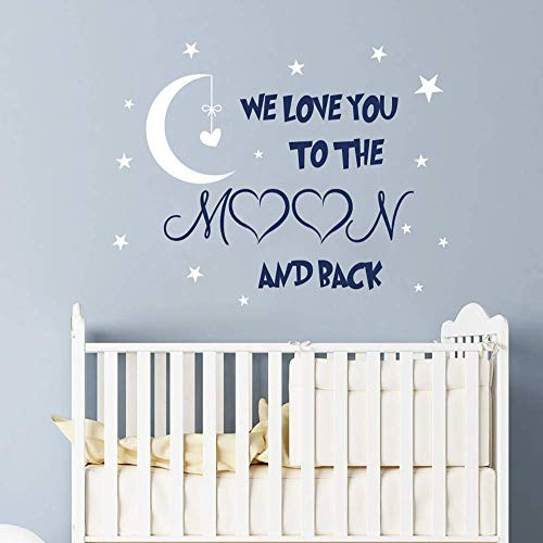 We Love You To The Moon And Back Wall Decal Nursery Quote Decal Moon and Stars Vinyl Sticker Moon Nursery Decal Nursery Wall Decor Quotes Baby Boy Room Wall Decals vs58