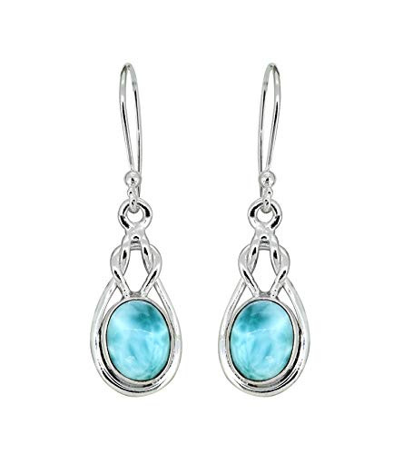 YoTreasure 1 1 2 inch  Larimar Solid 925 Sterling Silver Dangle Earrings