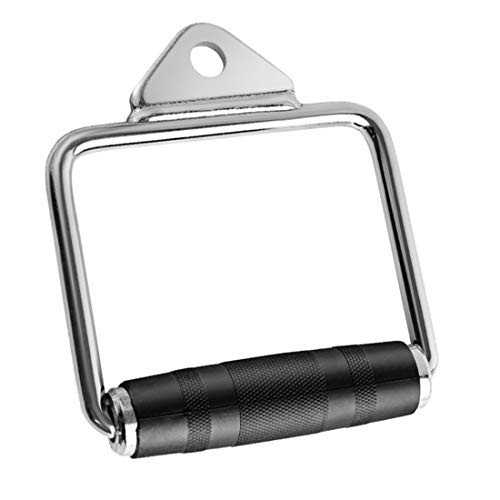 ZOVOTA Cable Machine Attachment Exercise Handle Pull Down Rowing Handle Weightlifting Accessory for Gym Home  Silver plus Rubber