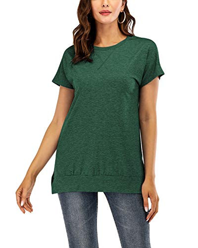 MINTLIMIT Casual Short Sleeve Round Neck Loose Tunic Basic T Shirt Baggy Blouse Tops Green XXL