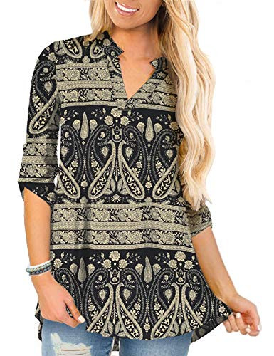 a.Jesdani Womens 3X Plus Size Floral Printed Multi Black Tunics Tops Blouse Shirt for Women