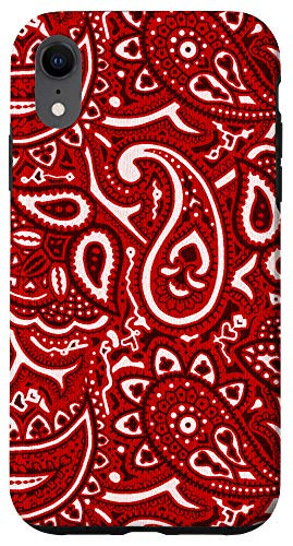 iPhone XR Red Paisley Pattern Bandana Style Western Biker Ornament Case