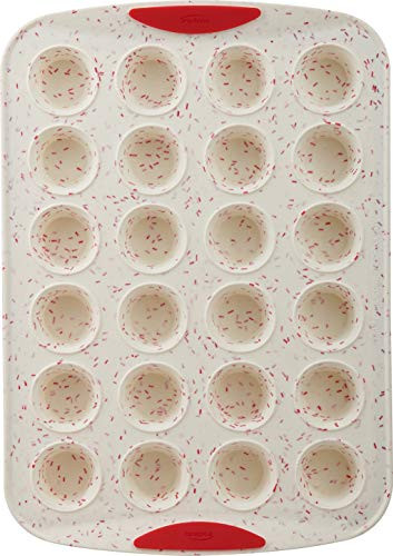 Trudeau 24-count Mini Muffin Pan White Red Confetti