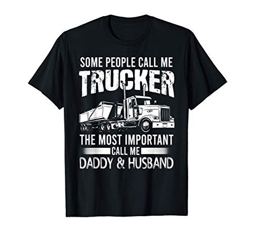 Mens Mens Trucker Daddy  and  Husband - Truck Driver T-Shirt