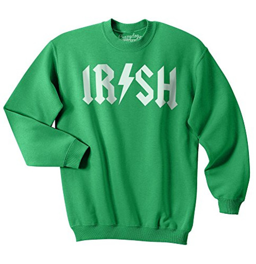 Irish Rockstar Funny Saint Patricks Day Shamrock Clover SweatShirt For St Pattys  Green  - M
