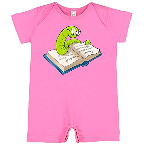 inktastic Cute Bookworm Reading Lines Infant Romper 24 Months Raspberry 29129