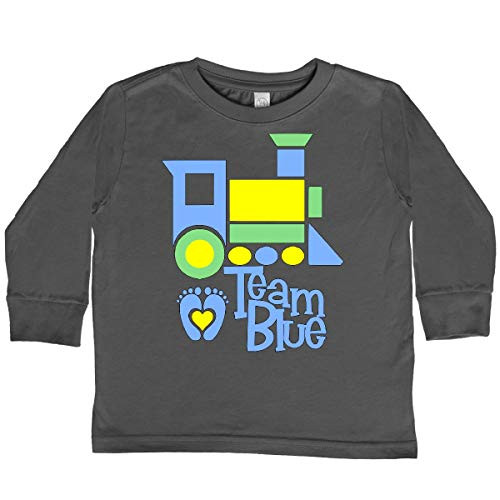 inktastic Team Blue Block Train Toddler Long Sleeve T-Shirt 4T Charcoal 3c79b