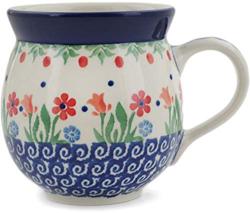 Polish Pottery 11 oz Bubble Mug made by Ceramika Artystyczna  Babcias Garden Theme   plus  Certificate of Authenticity