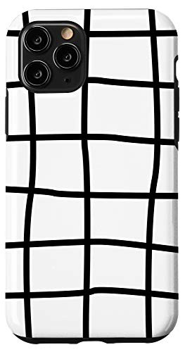 iPhone 11 Pro Minimalist Black Grid Lines Simple Pattern Case