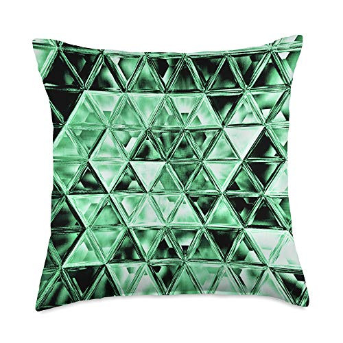 Bella Frann Abstract Triangles on Green Throw Pillow 18x18 Multicolor