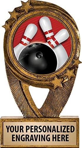 Crown Awards Gold Bowling Pins Trophies 5 inch  H Resin Bowling Pins Trophy Engraving Included Prime