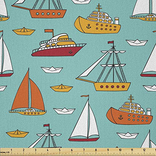 Ambesonne Nautical Fabric by The Yard Sea River and Ocean Transport on Turquoise Background Maritime Ships Sailboats Microfiber Fabric for Arts and Crafts Textiles and Decor 1 Yard Multicolor Ambesonne Nautical Fabric by The Yard Sea River and Ocean Transport on Turquoise Background Maritime Ships Sailboats Microfiber Fabric for Arts and Crafts Textiles and Decor 1 Yard Multicolor