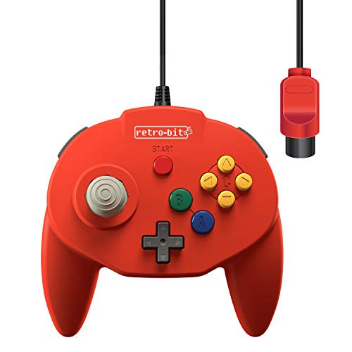 Retro-Bit Tribute 64 Wired N64 Controller for Nintendo 64 - Original Port -  Red