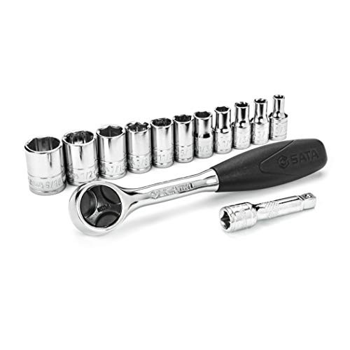 SATA 13-Piece 1 4 Inch Drive 6-Point SAE Socket Set with 60T Ratchet - ST09521U-02