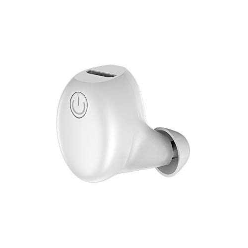 Bluetooth Wireless Earphone Yimiky Bluetooth Headphones with Mic in-Ear Wireless Earbuds Stereo Headset Noise Cancellation Mini Wireless Bluetooth Earbud for Men Single Ear  - White