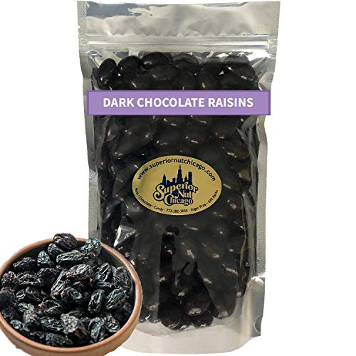 Dark Chocolate Covered Raisins  Fruity Raisins covered in 64 percent Rich Dark Chocolate.  2.5 lbs bag