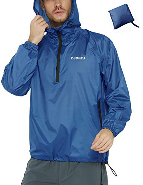 DEMOZU Mens Waterproof Running Cycling Rain Jacket Lightweight Packable Hiking Biking Hooded Windbreaker Jacket Navy XL DEMOZU Mens Waterproof Running Cycling Rain Jacket Lightweight Packable Hiking Biking Hooded Windbreaker Jacket Navy XL