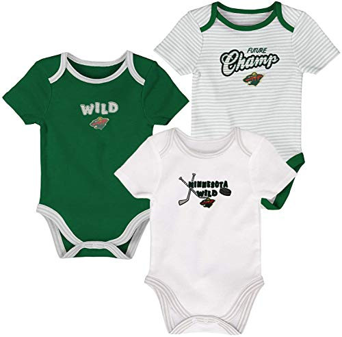Outerstuff NHL Newborn Infants 3rd Period 3 Piece Creeper Bodysuit Set  Minnesota Wild 3 6 Months