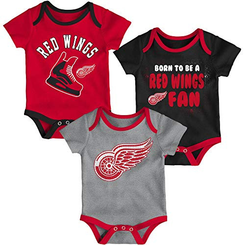 Outerstuff NHL Newborn Infants Even Strength 3 Piece Creeper Bodysuit Set  24 Months Detroit Red Wings
