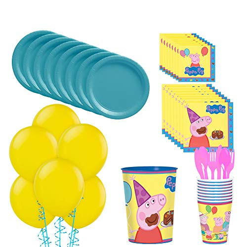 Party City Peppa Pig Party Kit for 8 Guests Birthday Supplies Includes Tableware Party Hats and Balloons